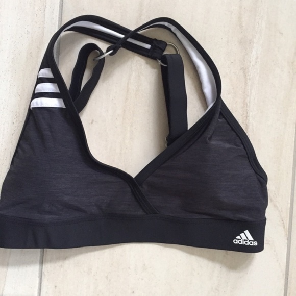 adidas Tops - Adidas black 3 stripe sports bra size small